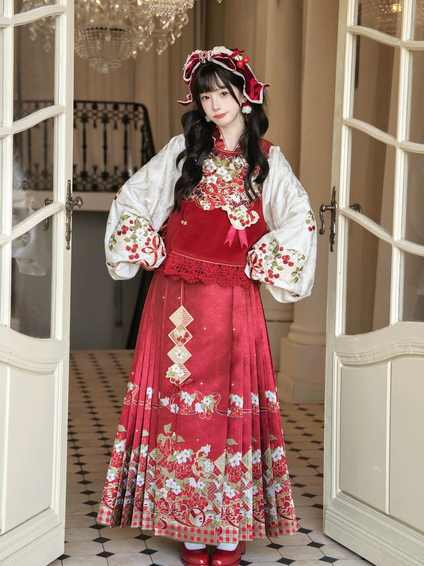 Flower Fairy Story [Cherry Tea Party] Pipa Sleeve Horse Dress Set Han han HanFuDreams