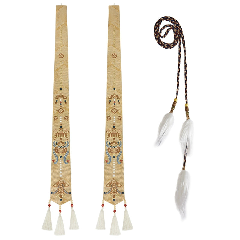 More than thirteen [Jiuyao golden branches] red horse dress Ming Hanfu women's autumn and winter ming HanFuDreams Ribbon (1 pair) + Accessories XS