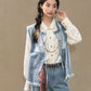July Eve [Huayang] Lace White Shirt Jacquard Denim Vest Ripped Jeans modern HanFuDreams