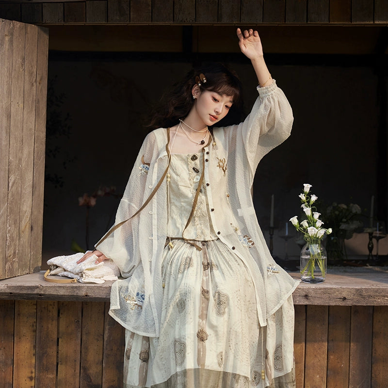 More than thirteen [Shanhai return period] suspender skirt Han element set modern HanFuDreams three-piece set S