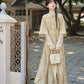Wenzhong Tencel Set—Stand-Collar Duijin Embroidered Dress modern Shisanyu