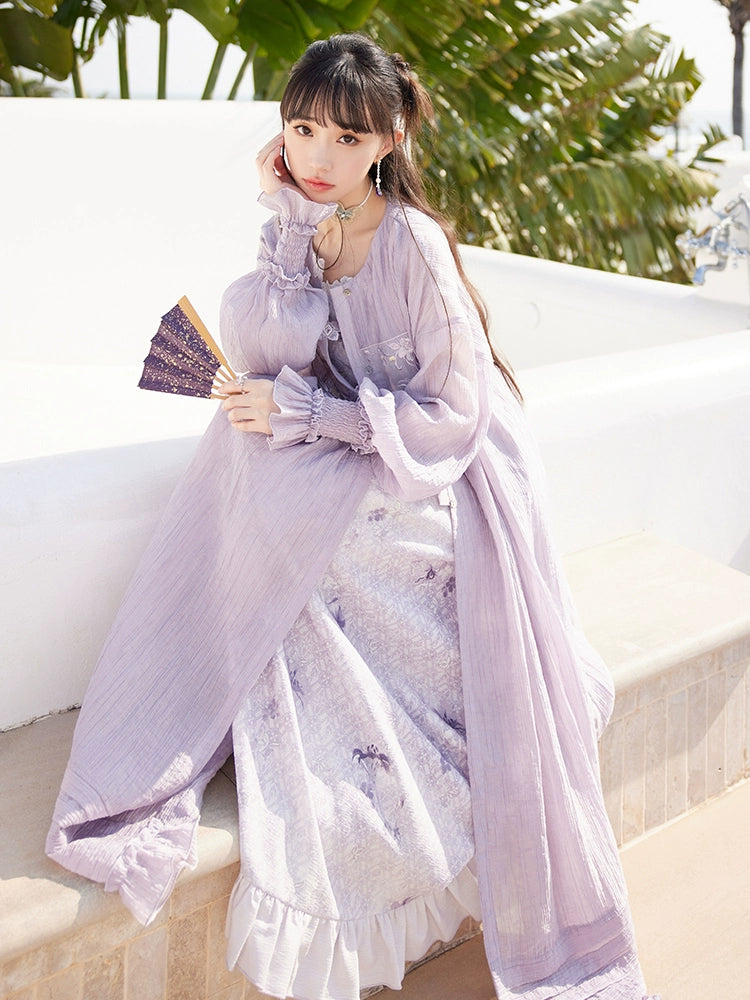 More than thirteen [行野] floral suspender dress set han HanFuDreams