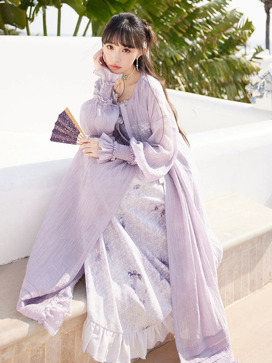 More than thirteen [行野] floral suspender dress set HanFuDreams