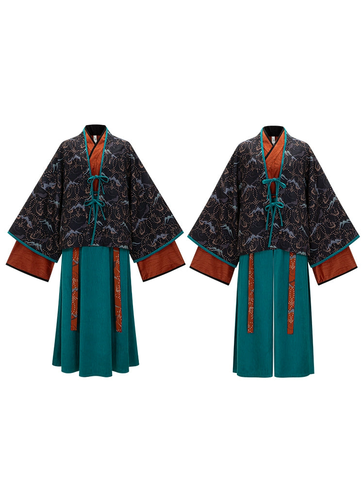 Jin-style Pleated Upper Garment and Ripped Skirt Hanfu for Winter