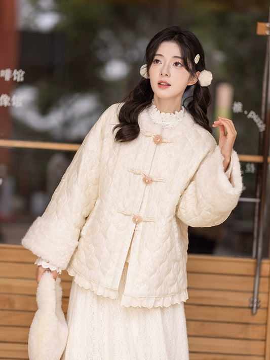 Chi Xia [Bright Moon] Ming round neck quilting cotton short jacket HanFuDreams