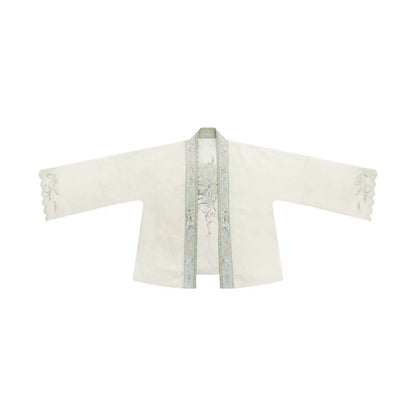 (Pre-Order)Clear Light - Embroidered Tencel Pojian Duijin & Poqun Set modern Shisanyu Embroidered Open Blouse XS