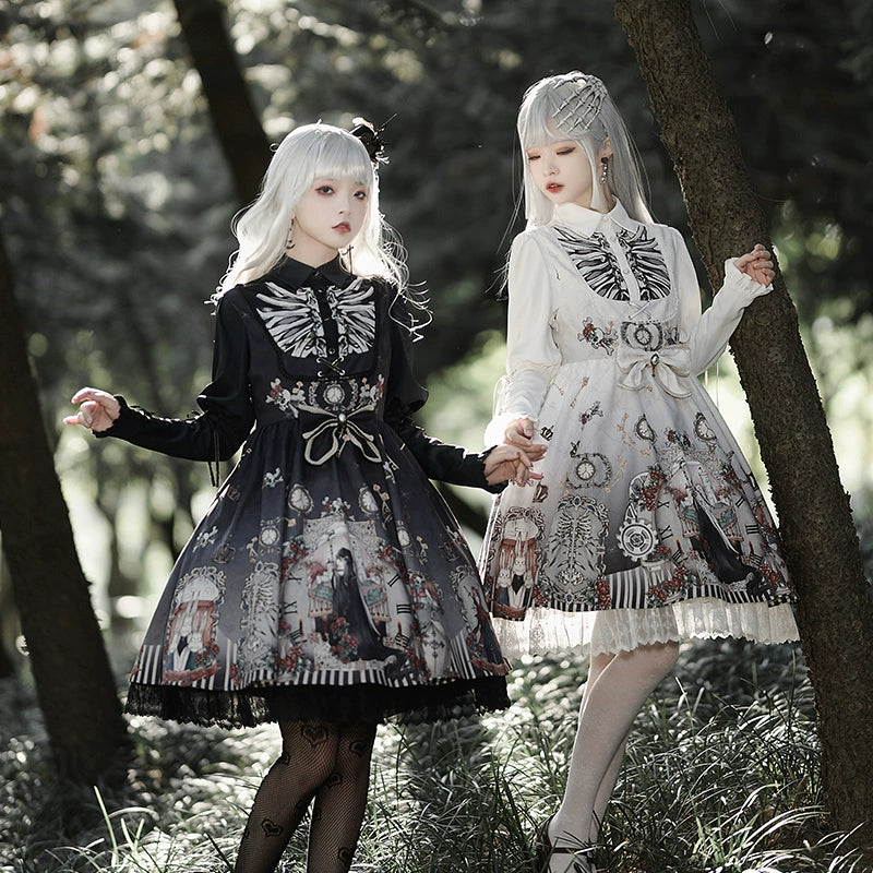 Halloween Sakura Love Goth Lolita Black Fairy Jsk Diablo Vintage Gemini lolita HanFuDreams