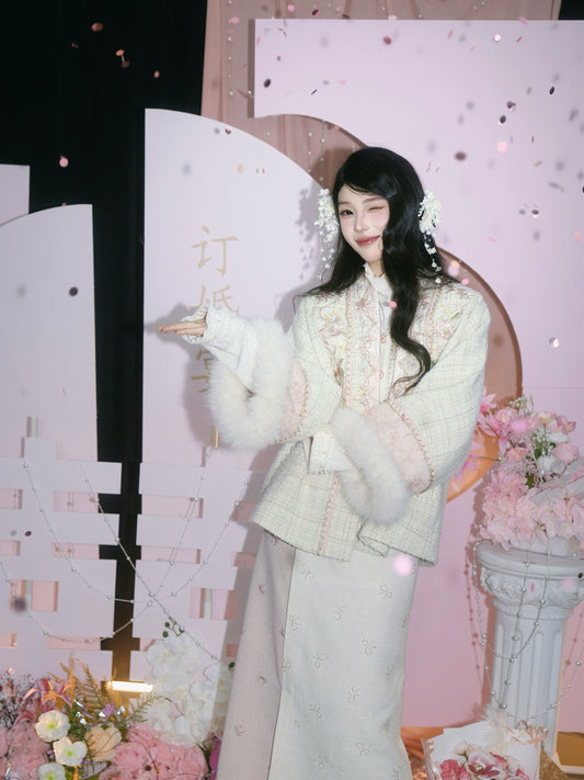 July Eve [Cold Smoke Taoyao] Opposite Collar Short Jacket Suspender Bust Skirt modern HanFuDreams