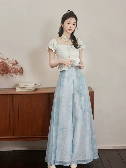 More than thirteen [青云端] new Chinese top wide-leg pants set modern HanFuDreams