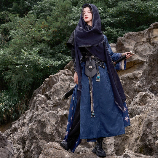 More than thirteen [予灵书] Zhang Qiling round neck robe Hanfu modern HanFuDreams four-piece set S