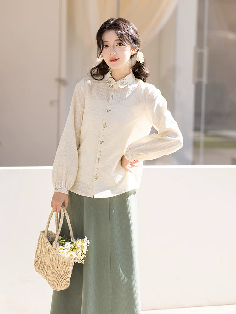 Chi Xia [Mint Flower Sea] Han Element Short Shirt Broken Skirt han HanFuDreams