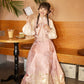 More than thirteen [Ziyang flowering period] pink woven gold horse dress modern HanFuDreams