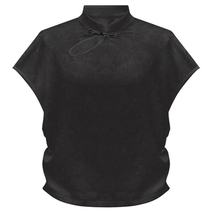 More than thirteen [Fuxiang] new Chinese-style dark-patterned jacquard top modern HanFuDreams Top (black) XS