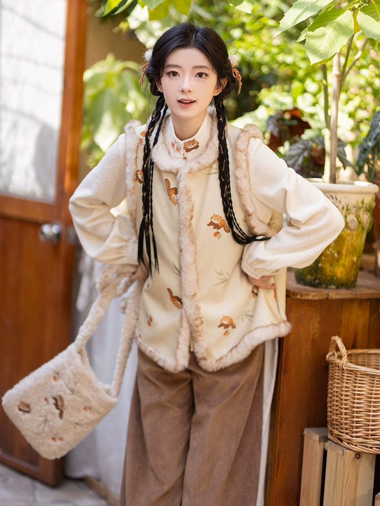 Chi Xia [Persimmon Warmth] plus velvet than armor short shirt and trousers Ming ming HanFuDreams