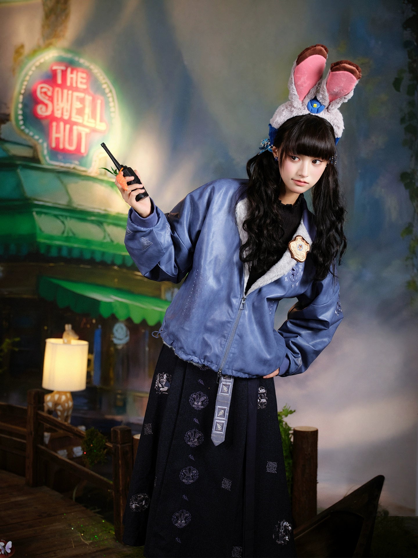 More than thirteen [Huaixing Night by Night] imitation leather jacket daily lower skirt