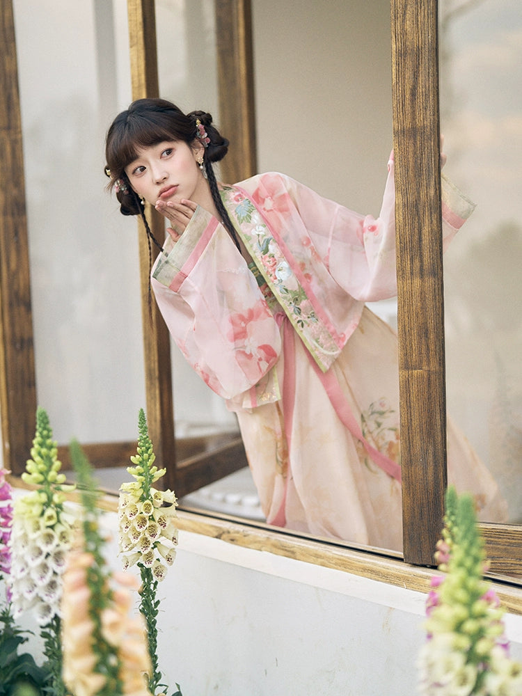 More than Thirteen “Hualinxia” Embroidered Hanfu Set (Cardigan & Suspender Skirt) han HanFuDreams