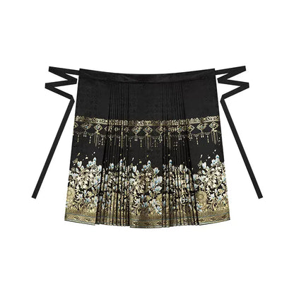 Shirt with imitation makeup flower horse face skirt Hanfu. ming SevenQueenWig S Yaohei Horse Face Skirt (6 pairs of pleats)