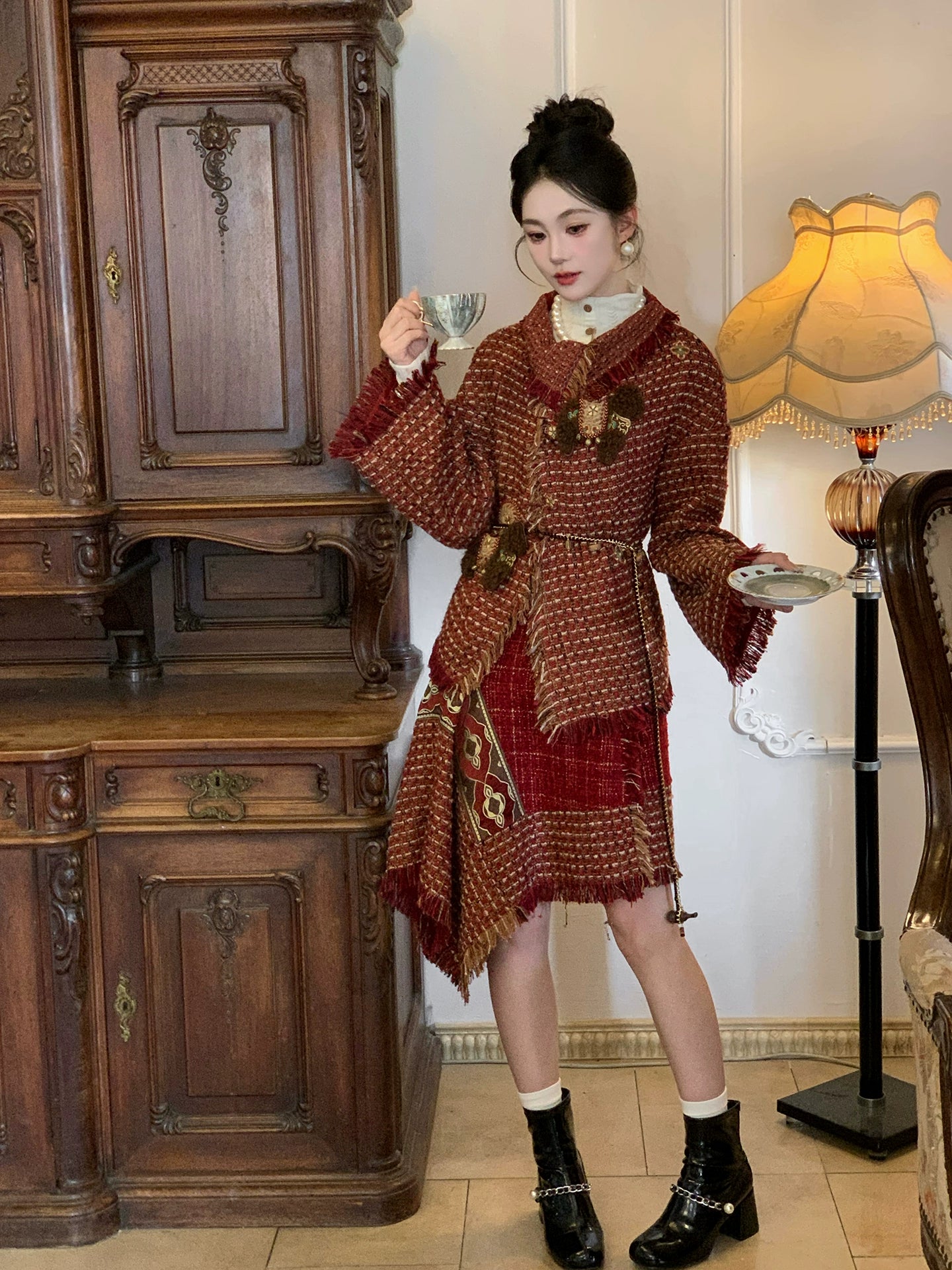 More than thirteen [Wind Horse Ballad] Xiaoxiangfeng Sense Jacket Irregular Half Skirt modern HanFuDreams