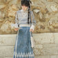 More than thirteen [autumn river snow] 2025 autumn new pullover jacquard sweater denim skirt modern HanFuDreams