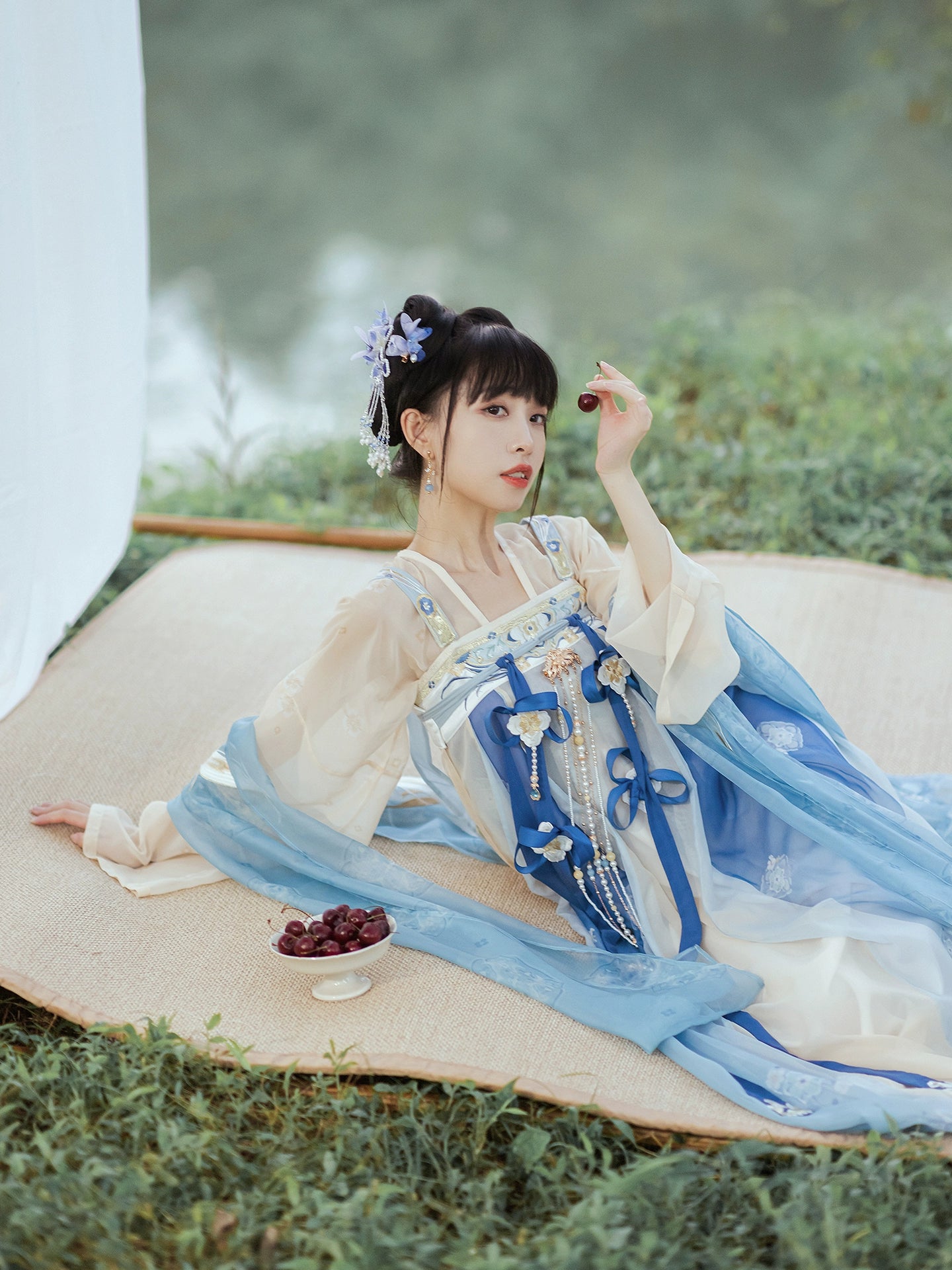More than thirteen [Changshengle] embroidered cardigan three-pleated skirt embroidered Tang system
