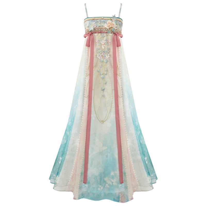 More than thirteen [butterfly wish sound] big sleeve shirt suspender skirt ming HanFuDreams suspender skirt S