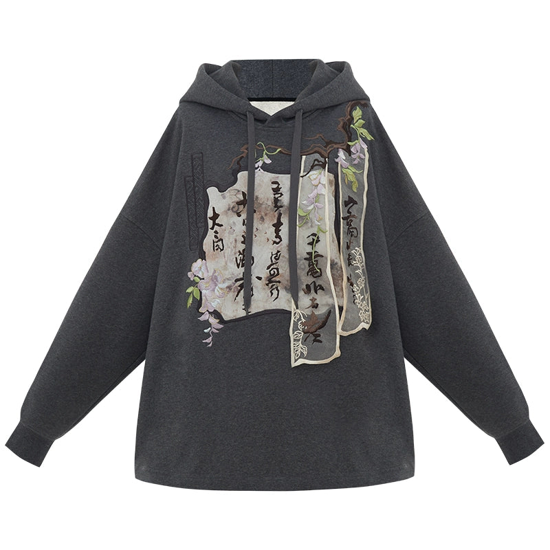 More than thirteen [on the balcony] embroidered hooded pullover sweater bag national style set modern HanFuDreams hooded sweater M