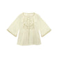 [Cool Moon] Modern Hanfu 2-Piece Set modern Shisanyu Sweetheart Neck Blouse(Beige) S