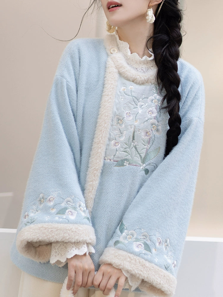 Chi Xia [Phalaenopsis Snow] Chenier Short Jacket Wide Leg Pants Han han HanFuDreams