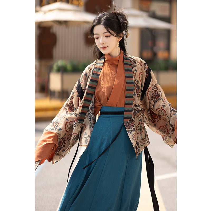 Jinshang Tenci curved collar shirt  & broken skirt original Hanfu