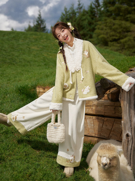 More than thirteen [Muyun] plush jacket embroidered pants warm national style set modern HanFuDreams