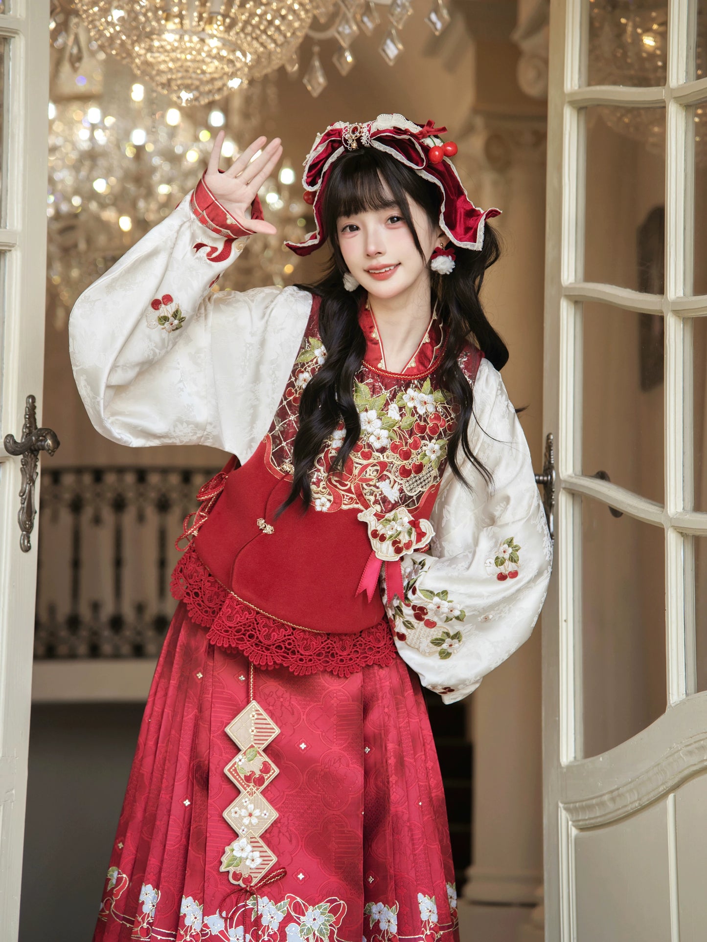Flower Fairy Story [Cherry Tea Party] Pipa Sleeve Horse Dress Set Han han HanFuDreams