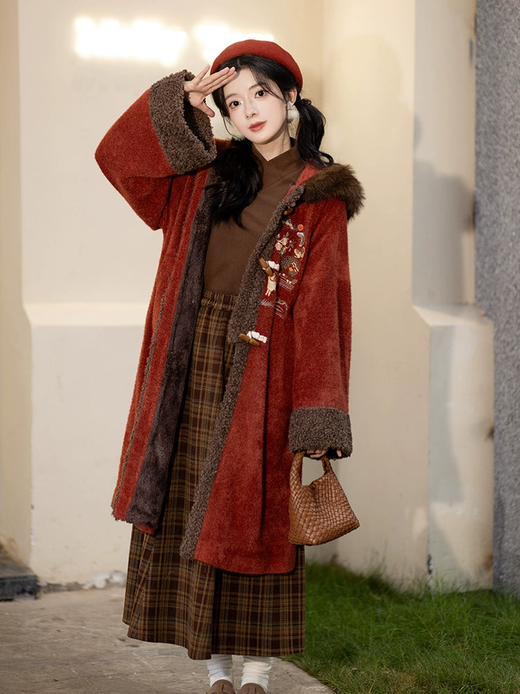 Chi Xia [Red Clay Small Stove] Han Element Coat Six Broken Skirt