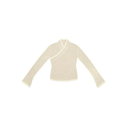 July Eve [Gold Powder] Gentle Jacket Closure Knitted Sweater Warm Jacket han HanFuDreams Gold powder reflects snow, and the collar is knitted inside. XS