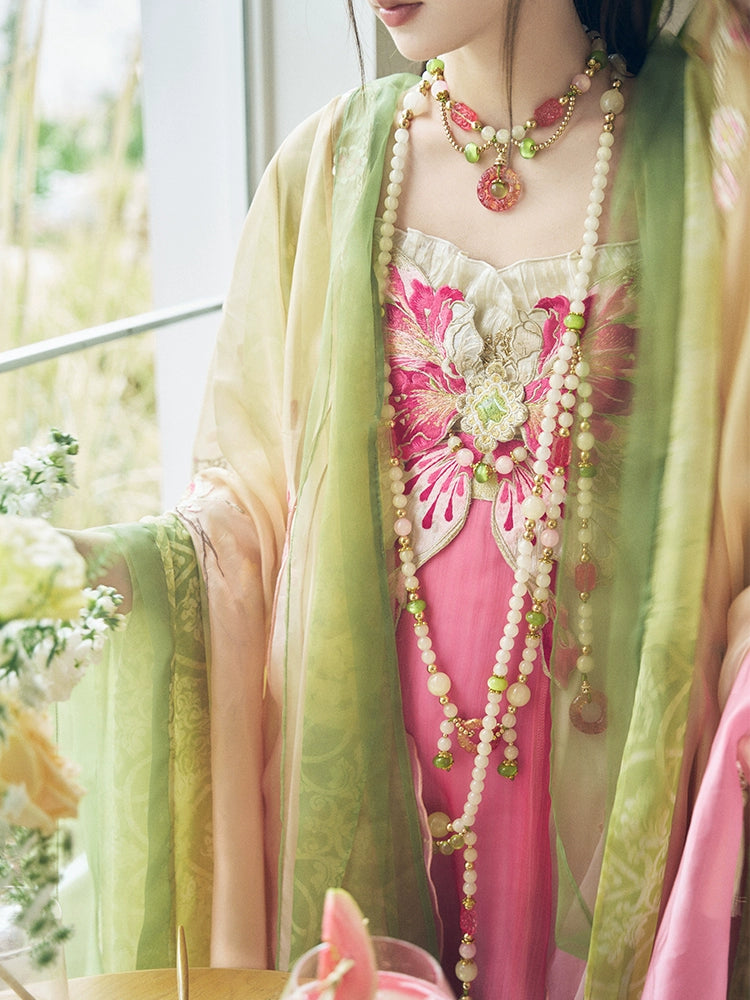 More than thirteen [peach blossom long tassel] large-sleeved shirt suspender skirt Tang Hanfu tang HanFuDreams