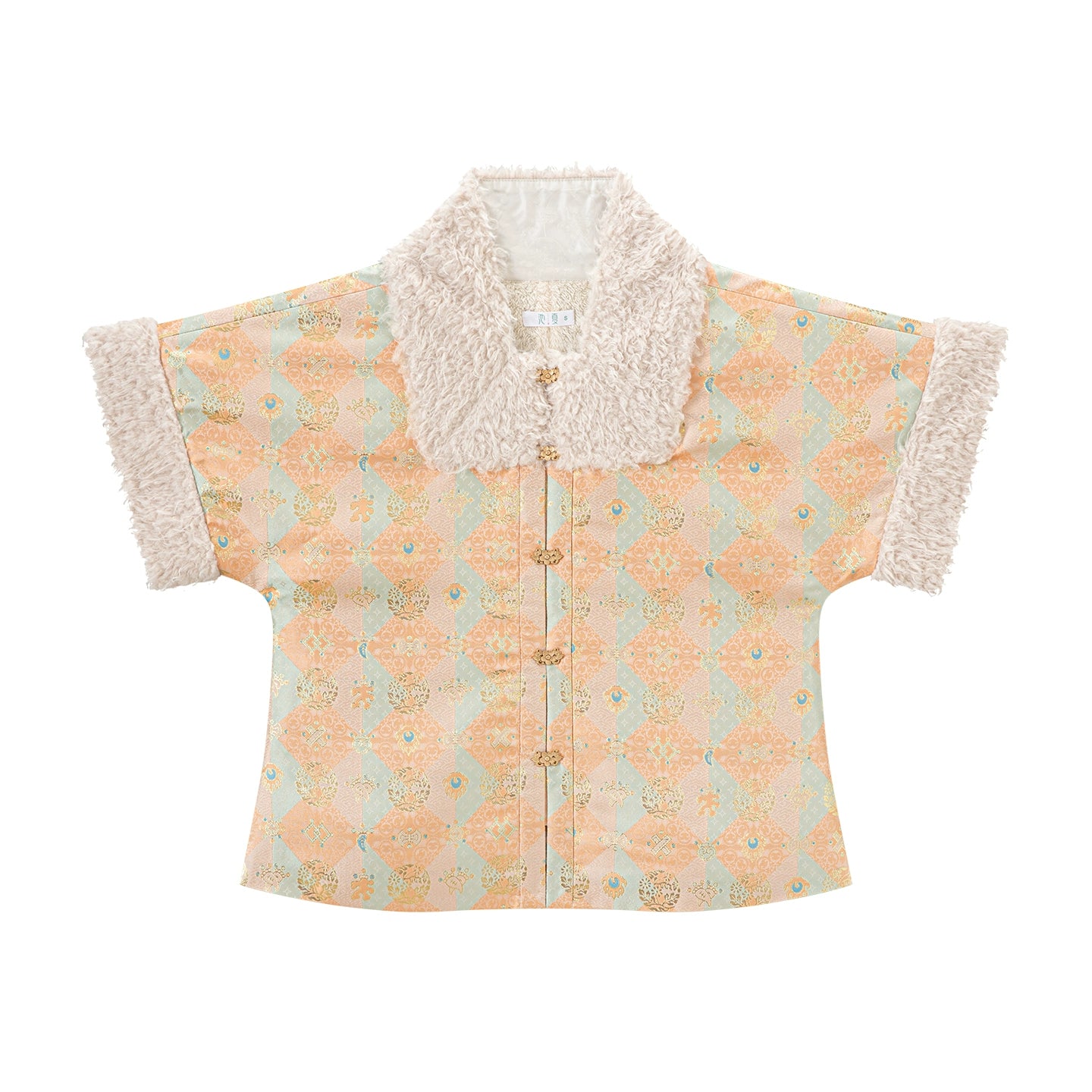 Chi Xia [Flower Tea Party] Square collar than a long shirt Ming ming HanFuDreams Yellow-green plaid Ming square collar S