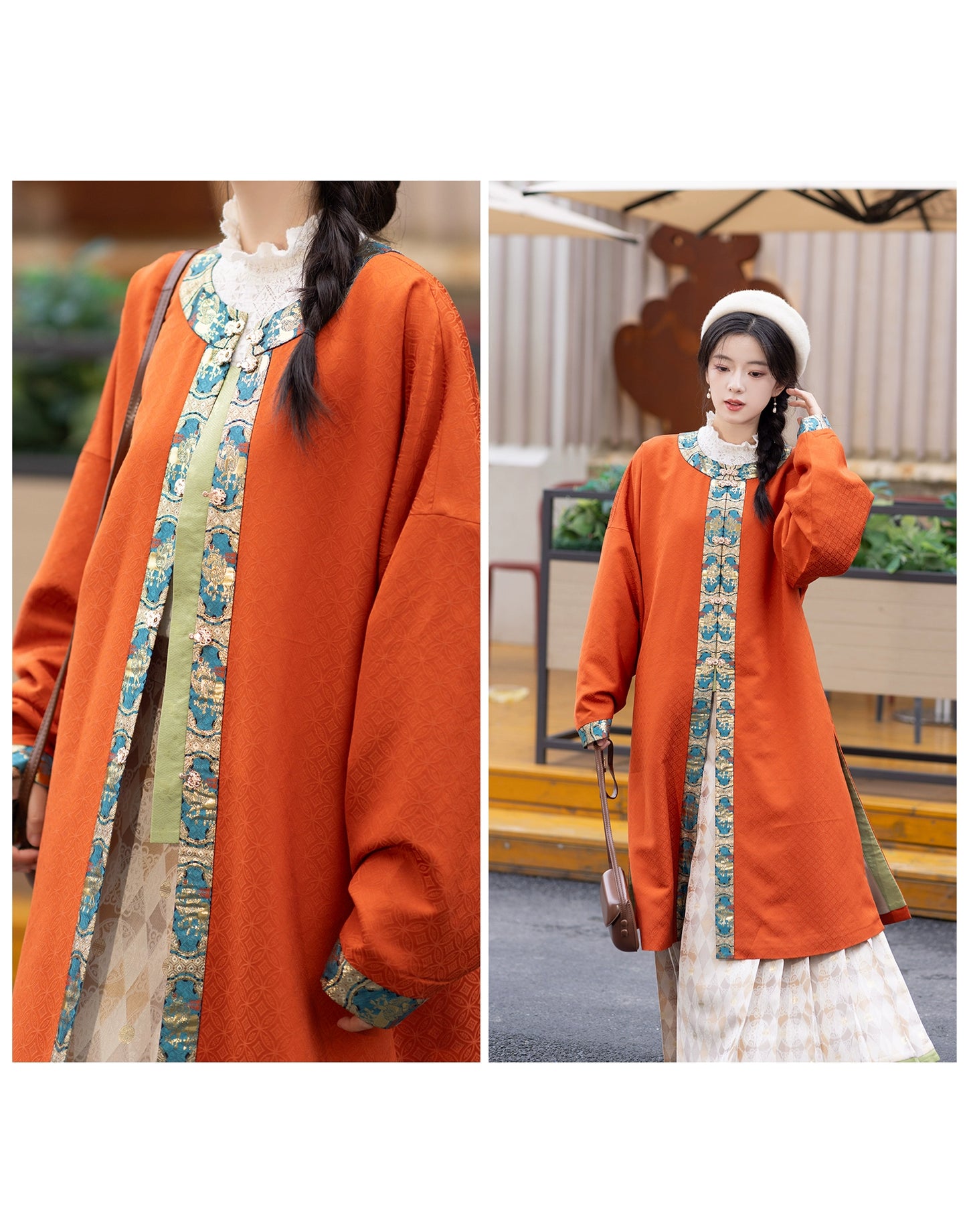 Chi Xia [Red Jade] Ming-made Wanli placket long jacket horse dress