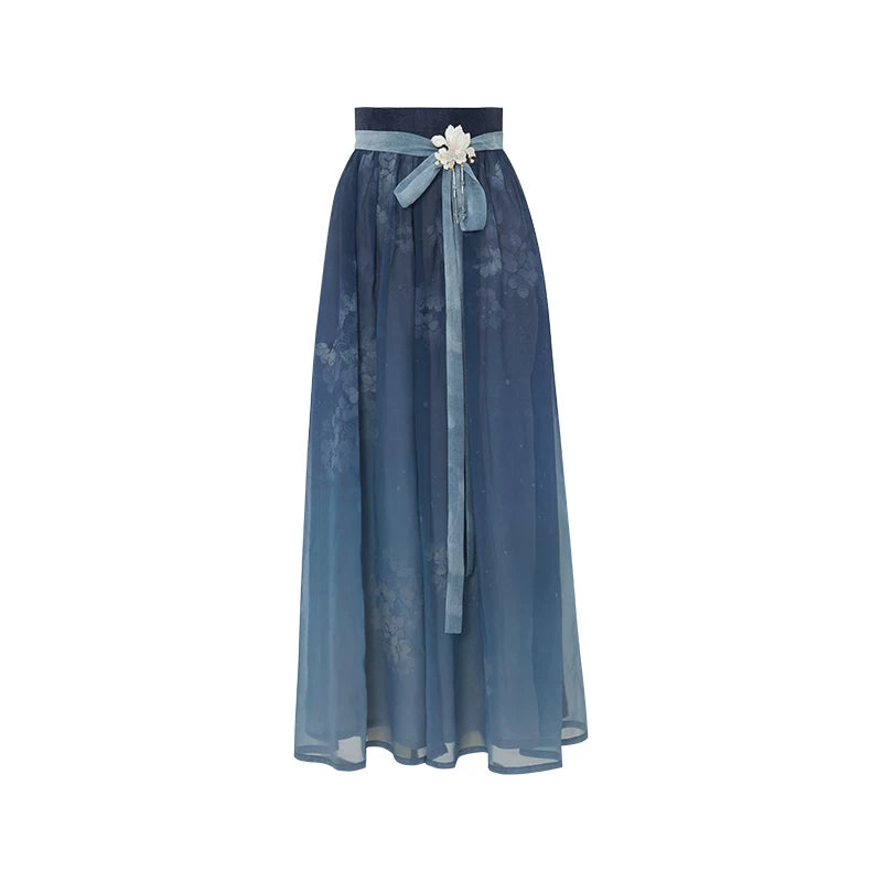 [Yulan Vase]Embroidered Chinese 2 Piece Summer Set Shisanyu Wide-leg pants (with accessories) S
