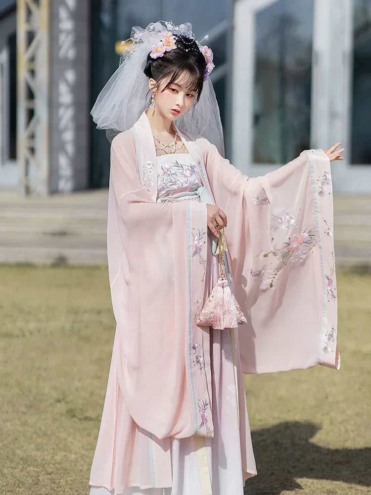 Intricate Embroidered Tang Dynasty Style Long Sleeve Hanfu Dress tang HanDreams Fashion