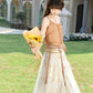 More than thirteen [flowing golden strands] cardigan suspender skirt ethnic style suit modern HanFuDreams