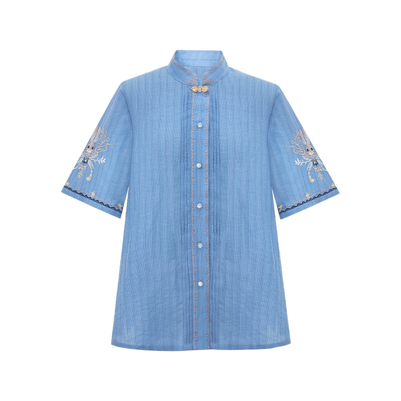 More than thirteen [Disney, Judy] spring and summer silk tops Han modern HanFuDreams Short Sleeve Top S