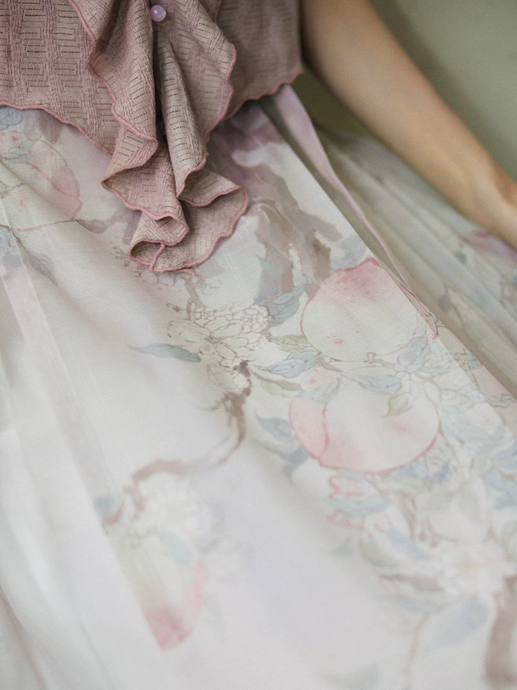 More than thirteen [peach pattern bottle] horse skirt set modern HanFuDreams