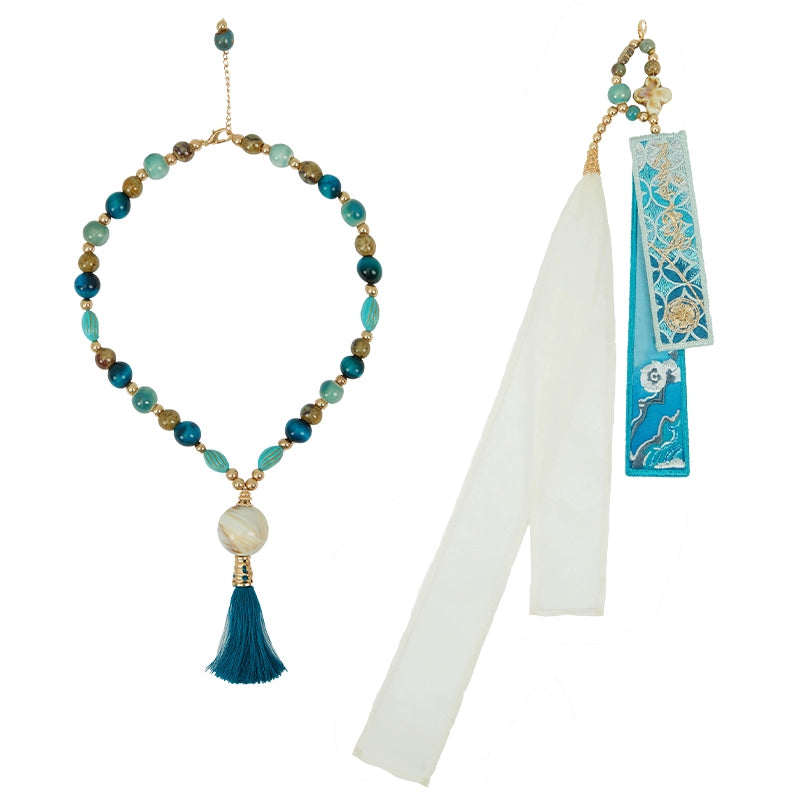 More than thirteen [eight broken brocade gray] round neck shirt short skirt Han suit modern HanFuDreams Necklace + Accessories XS