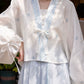 Tang Tiansi Silk Hanfu Summer Set — Top, Six-Panel Skirt & Shorts han Chixia