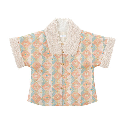 Chi Xia [Flower Tea Party] Square collar than a long shirt Ming ming HanFuDreams Pink and blue plaid Ming square collar S