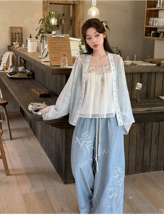 More than thirteen [Pure Iris]Lyocell Modern Hanfu 3-Piece Set modern HanFuDreams
