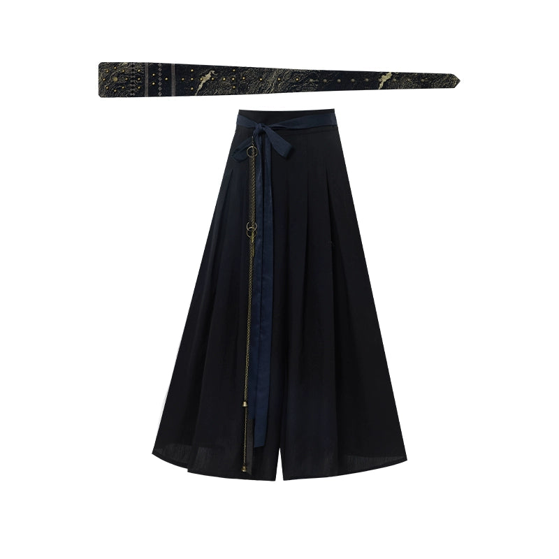 More than thirteen [Qianshan Qilin] black gold embroidered cape pants modern HanFuDreams Pants (waist seal + pendant) S