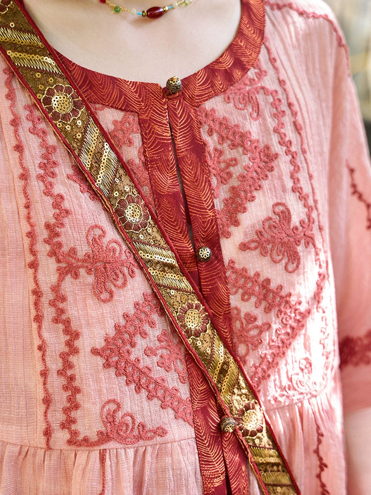 More than thirteen [red willow] summer Tencel shirt shorts national style set modern HanFuDreams