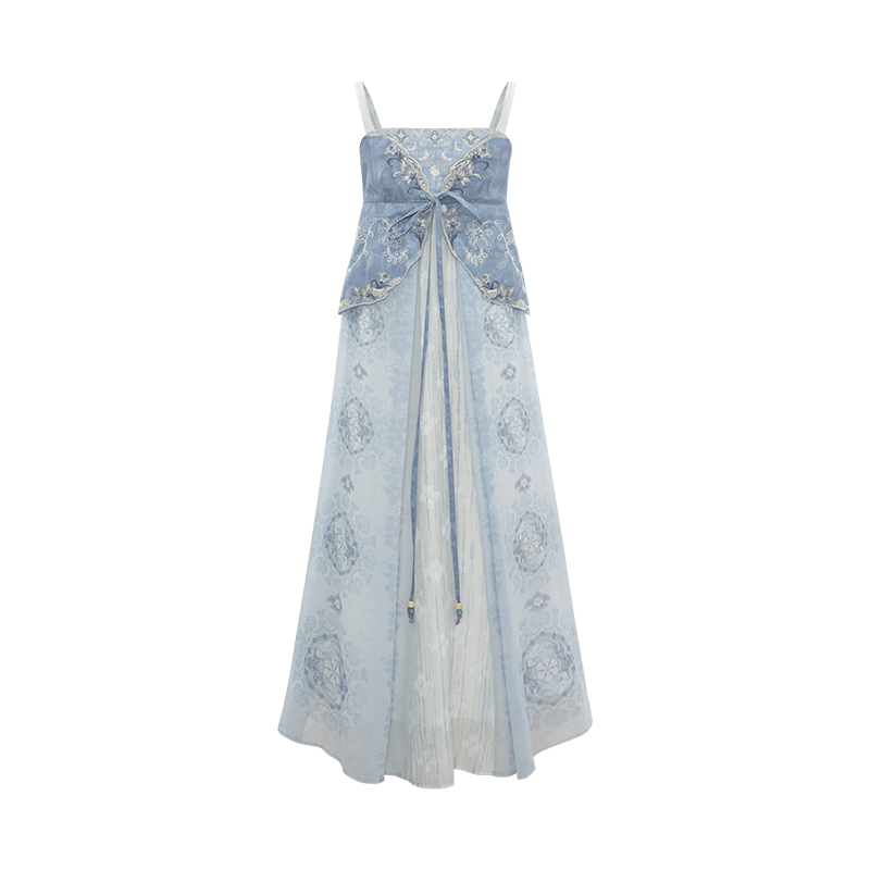(Pre-Order)[Moonlight Window] Modern Lyocell Hanfu Set modern Shisanyu Spaghetti Strap Dress S