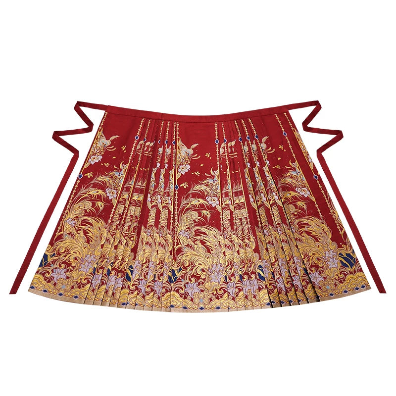 Flower Fairy Story [Phoenix Yu Fei] Weaving Gold Horse Dress Set Engagement Dress han HanFuDreams Horse skirt S