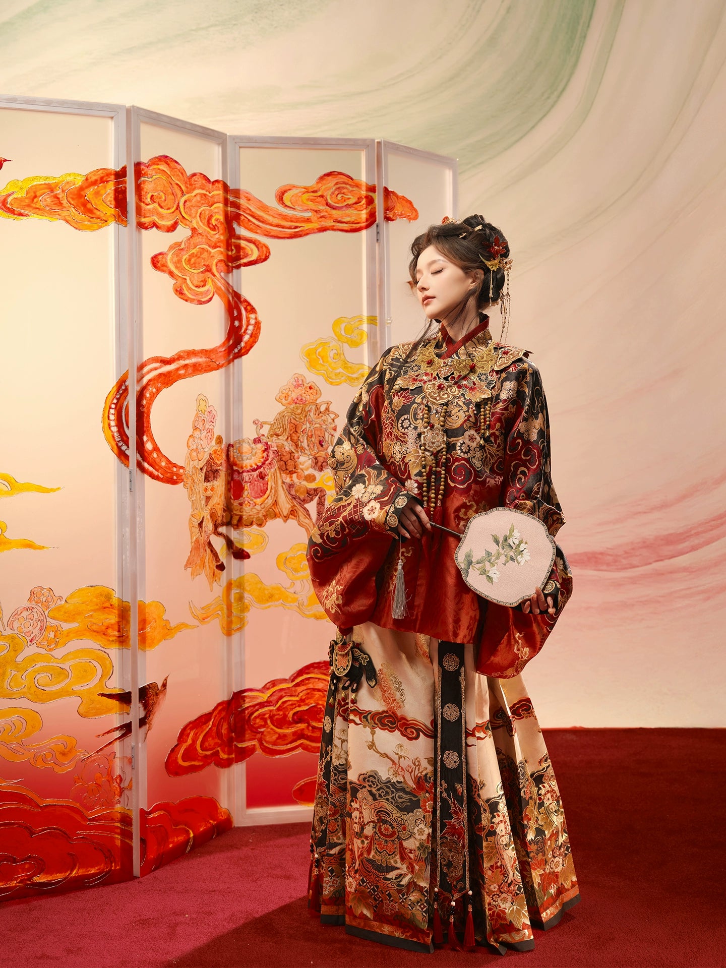 More than thirteen [Xuanma Qiankun] New Year's clothes pipa sleeves horse face skirts Ming ming HanFuDreams